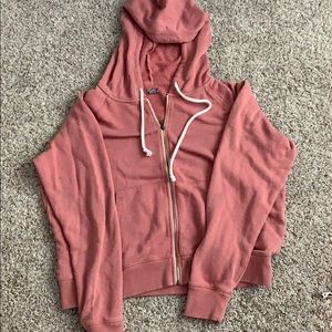 aerie coral zip up hoodie